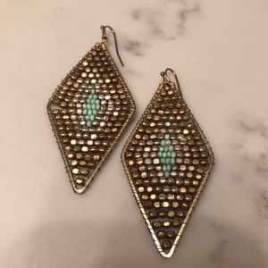 Nakamol gold turquoise beaded statement earring
